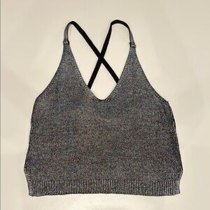 Silence + Noise Gray Tank Top with Black Straps (Metallic-ish)
